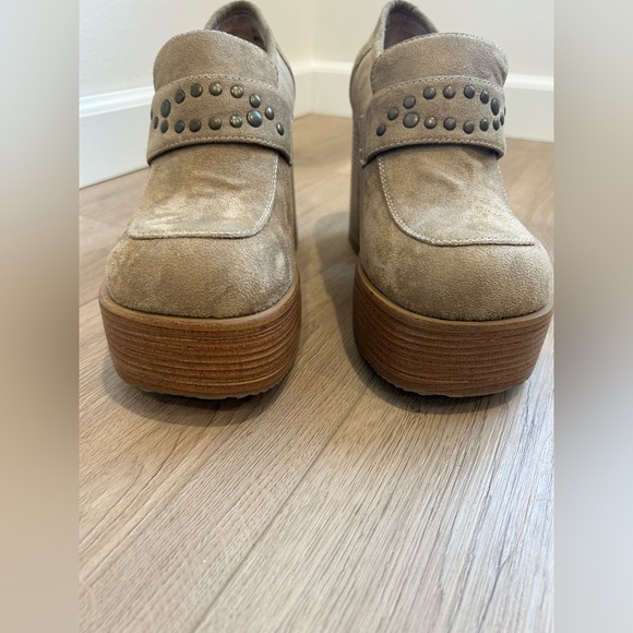 Vintage 90s Y2K Extra Chunky 1.5" Platform Suede Loafers Sz 8 - Picture 4 of 12